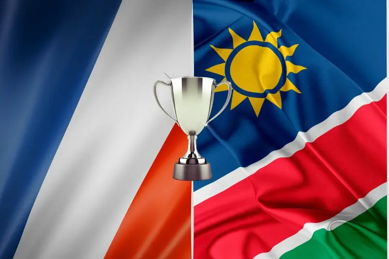 Drapeaux de la France et celui de la Namibie pour la coupe du monde de rugby